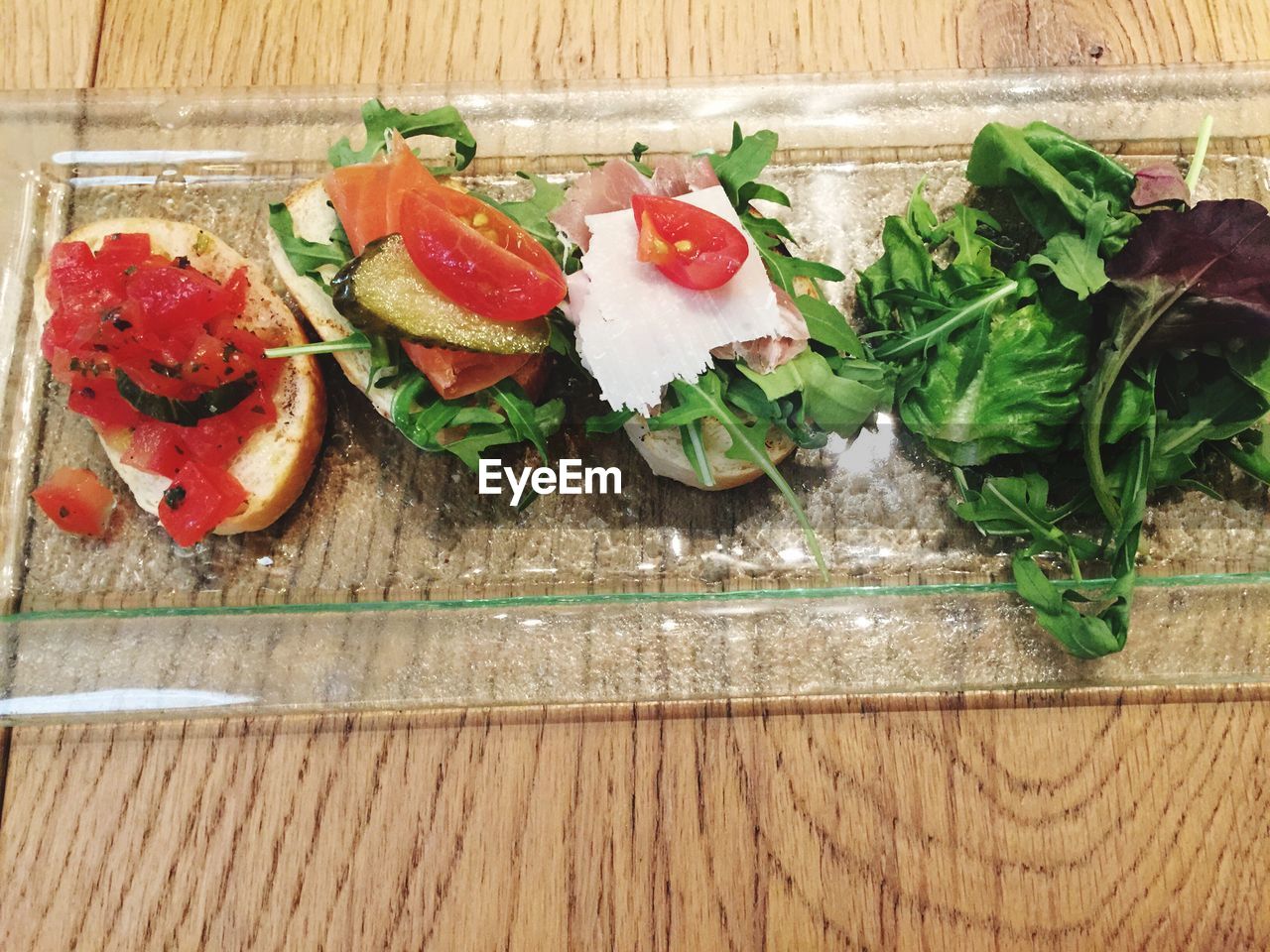 High angle view of food on table