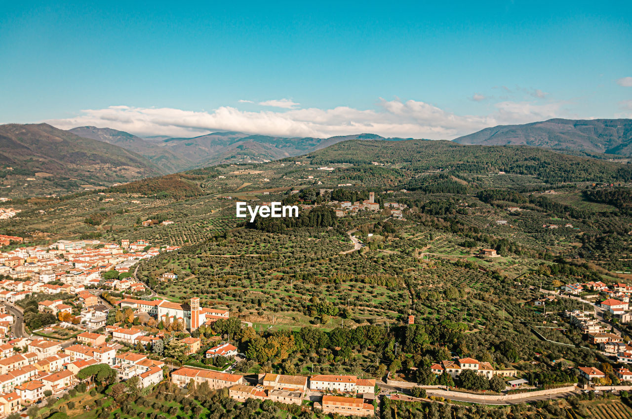 By helicopter over montemurlo, tuscany