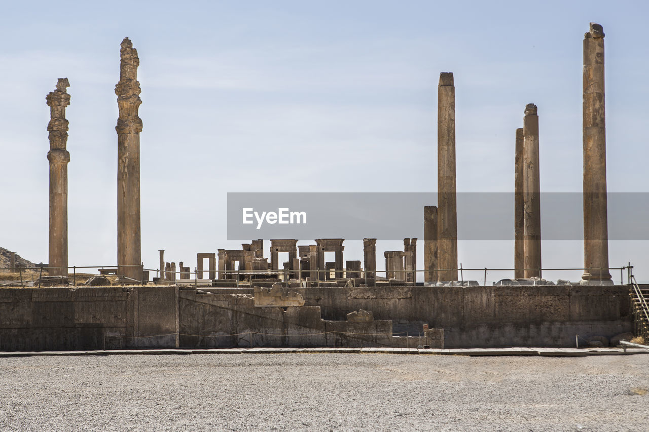 Panoramic view of historical building against sky persepolis history iran shiraz 