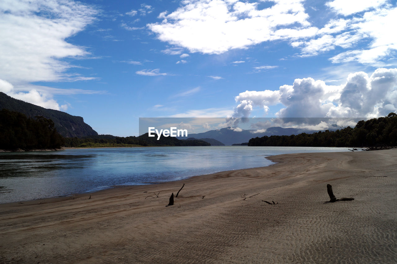 Scenic view of beach against sky