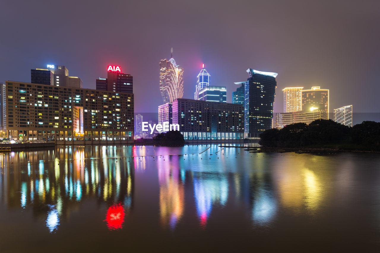 Illuminated city at night