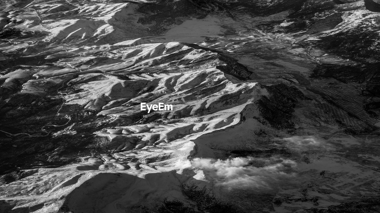 Aerial view of snowcapped mountains