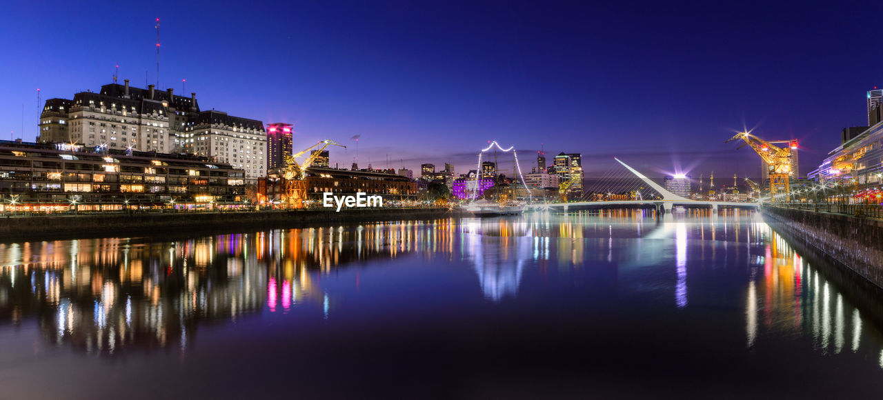 View of puerto madero against clear sky at dusk