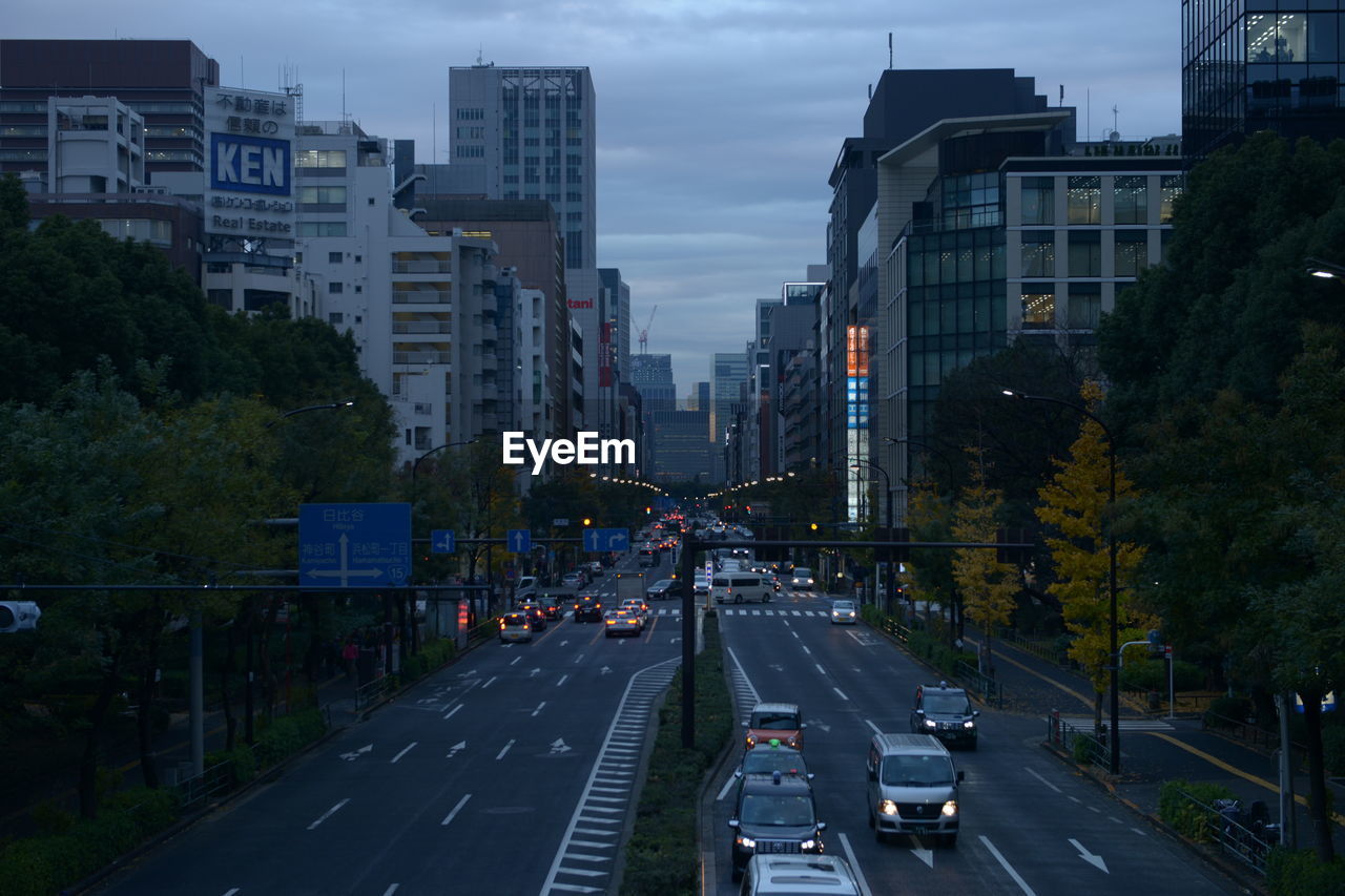 High angle view of traffic on tokyo street