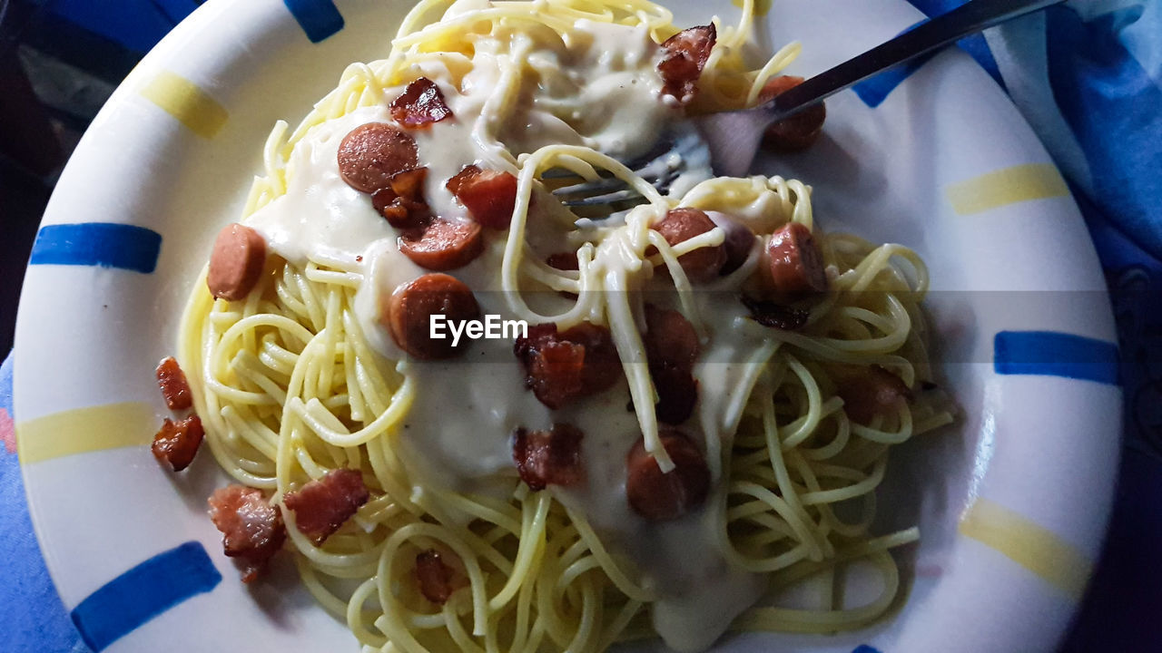 HIGH ANGLE VIEW OF FOOD SERVED ON PLATE