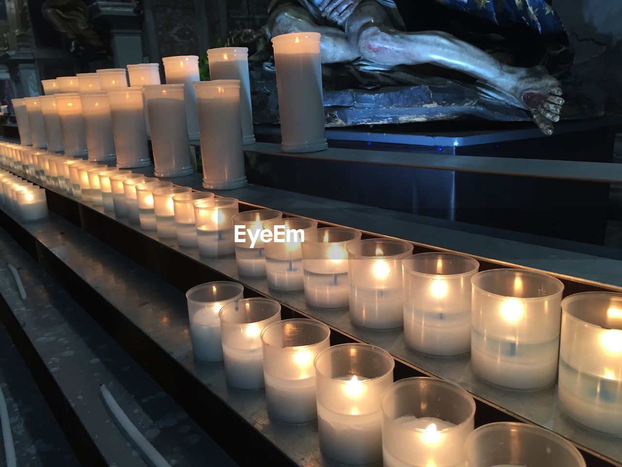 Candles arranged on altar