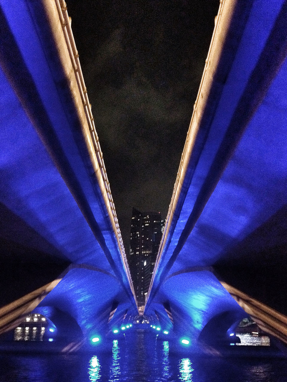 Low angle view of illuminated esplanade bridge