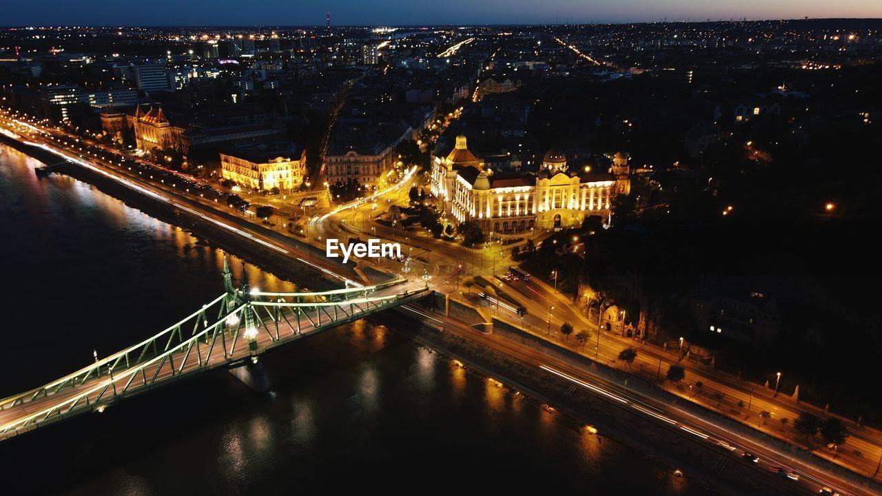 Photo on drone night life in budapest