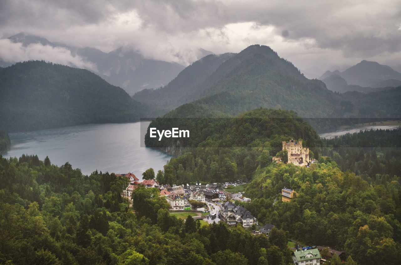 Scenic view of buildings amidst trees in town