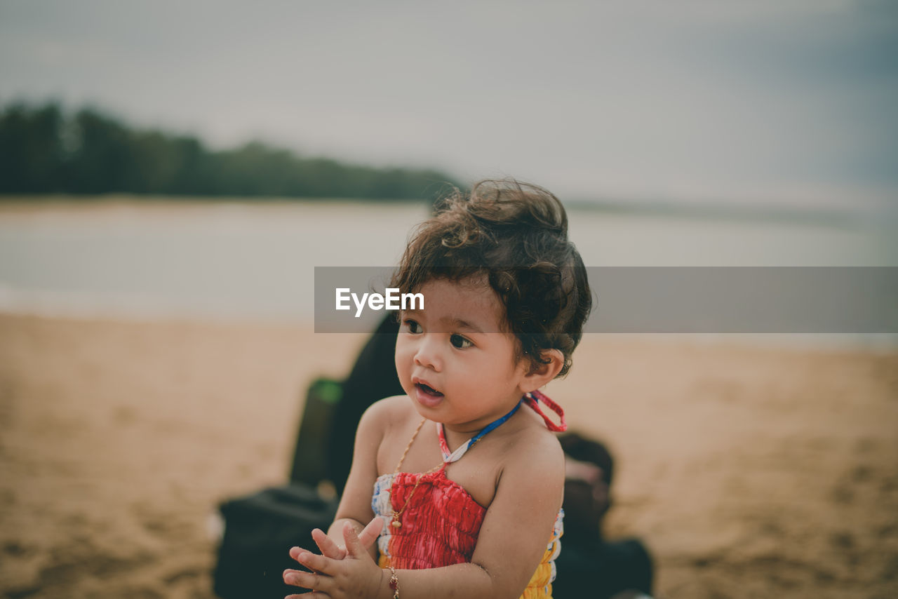 Close-up of girl at beach