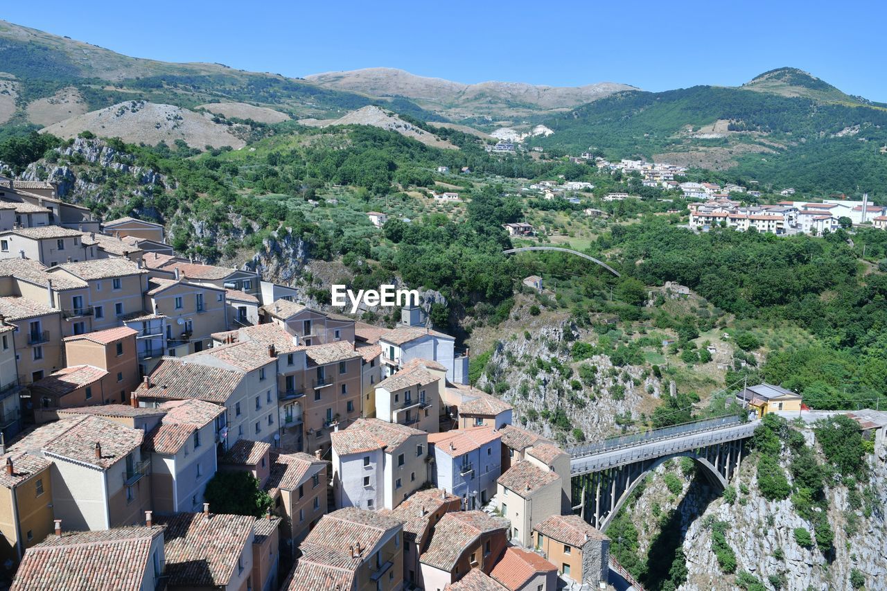 Panoramic view of muro lucano, an old village in the mountains of basilicata region, italy.
