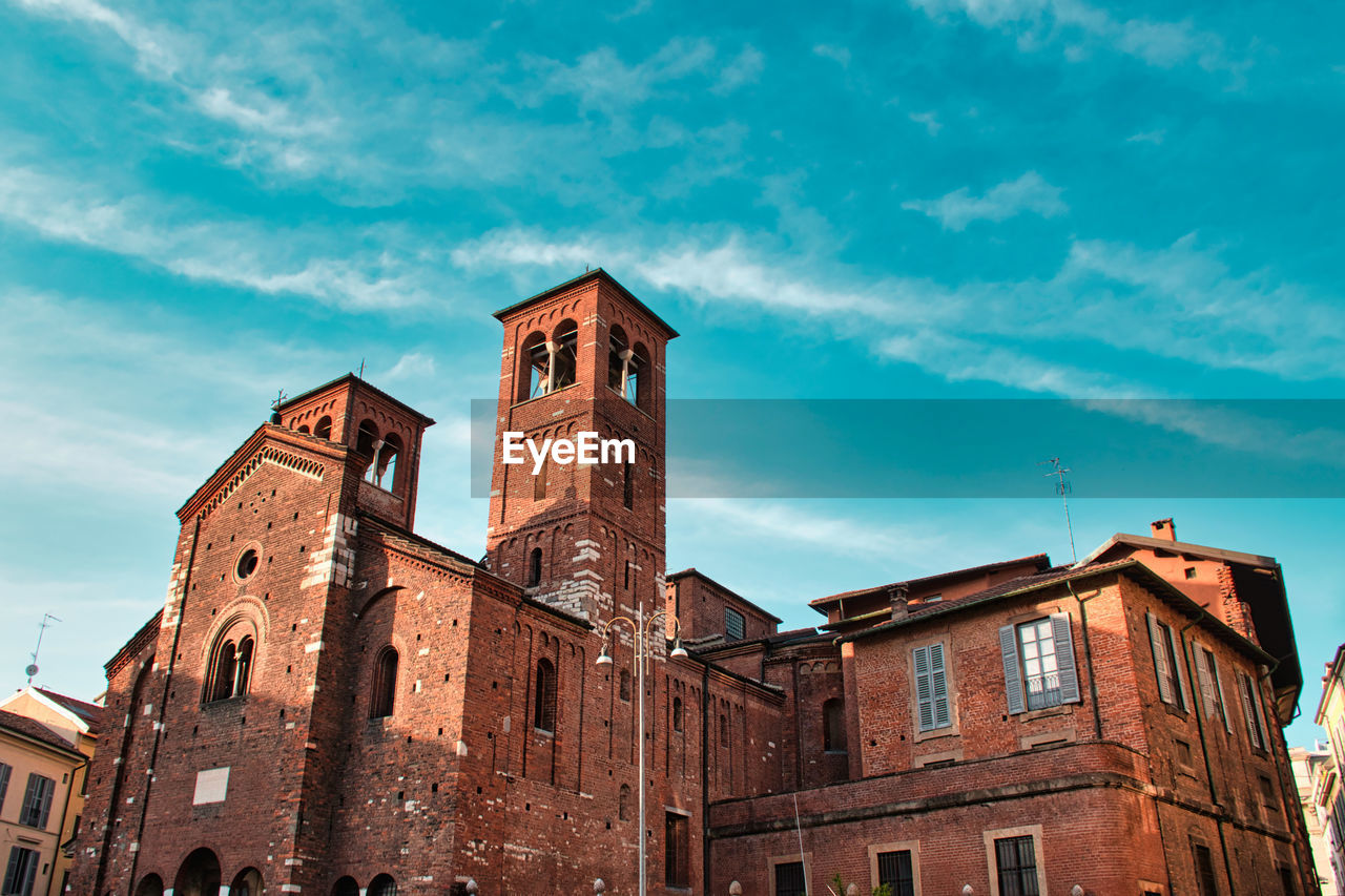 Chiesa di san sepolcro church in milan, italy with bright blue sky