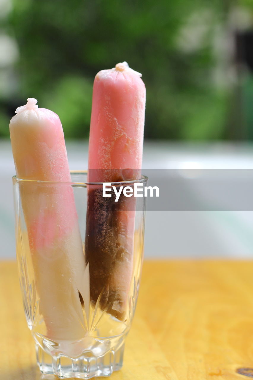 Close-up of ice cream in drinking glass