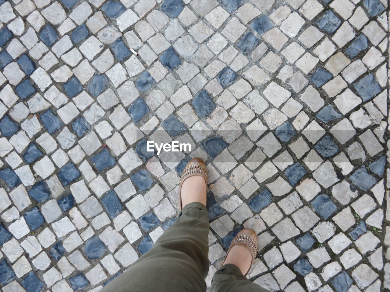 Low section of woman standing on street