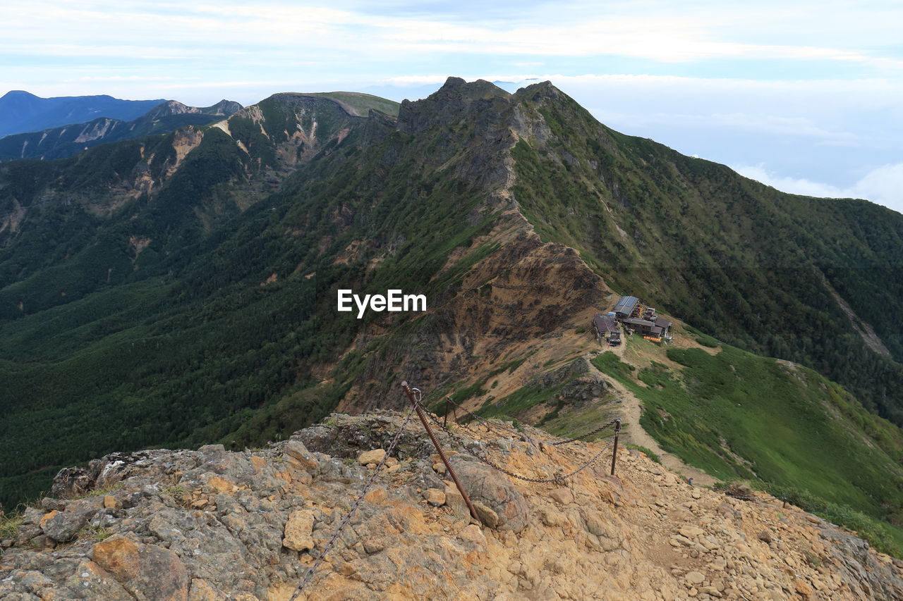 Scenic view of mountains against sky