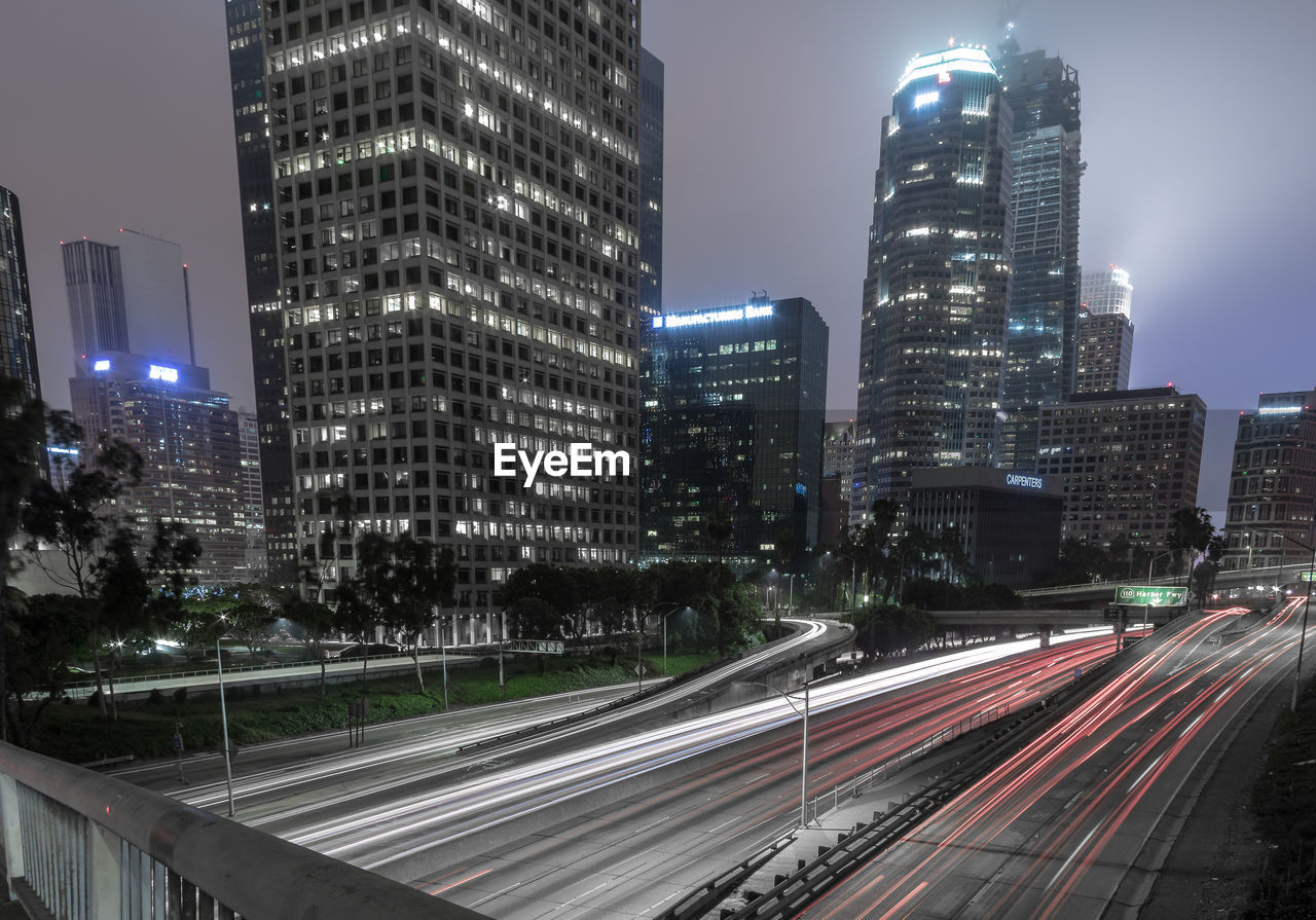 City lit up at night