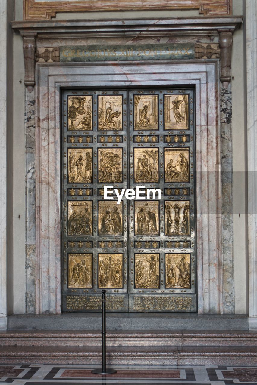 Closed door of building