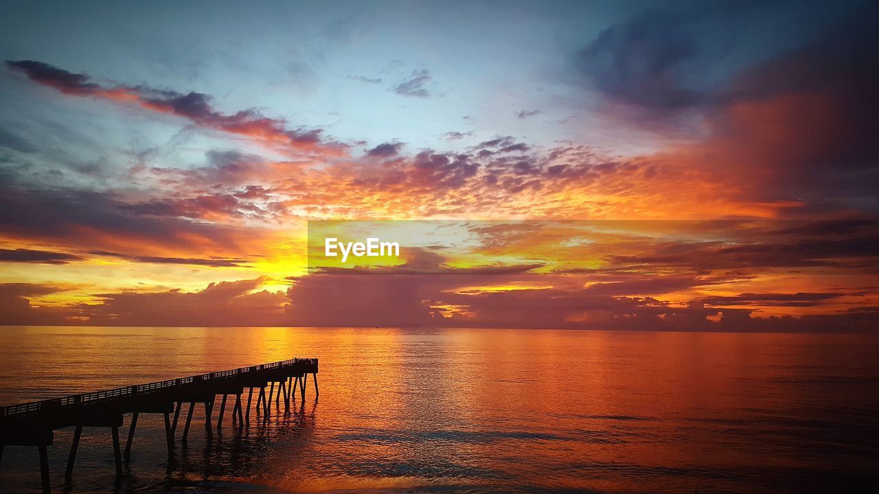 Scenic view of sea against sky at sunset