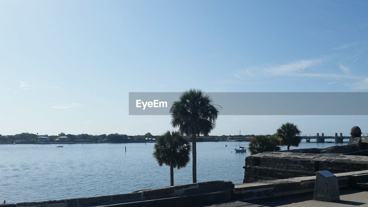 VIEW OF CALM LAKE AGAINST SKY