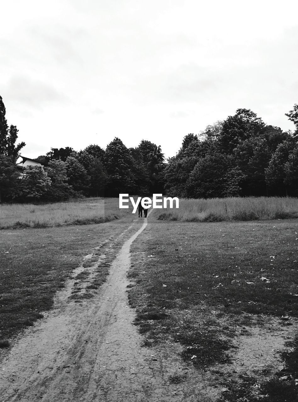 Couple walking towards forest