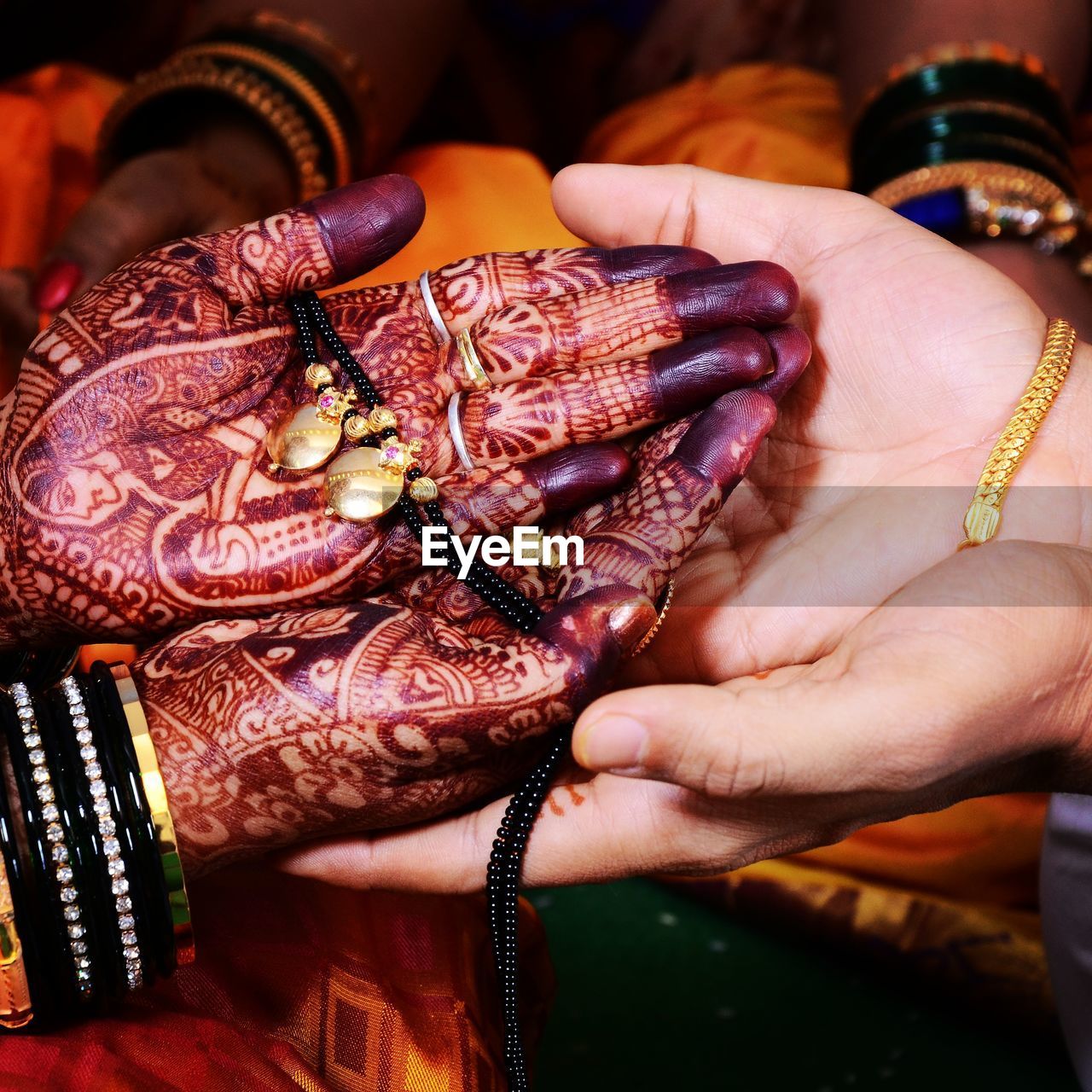 Close-up of woman holding hands