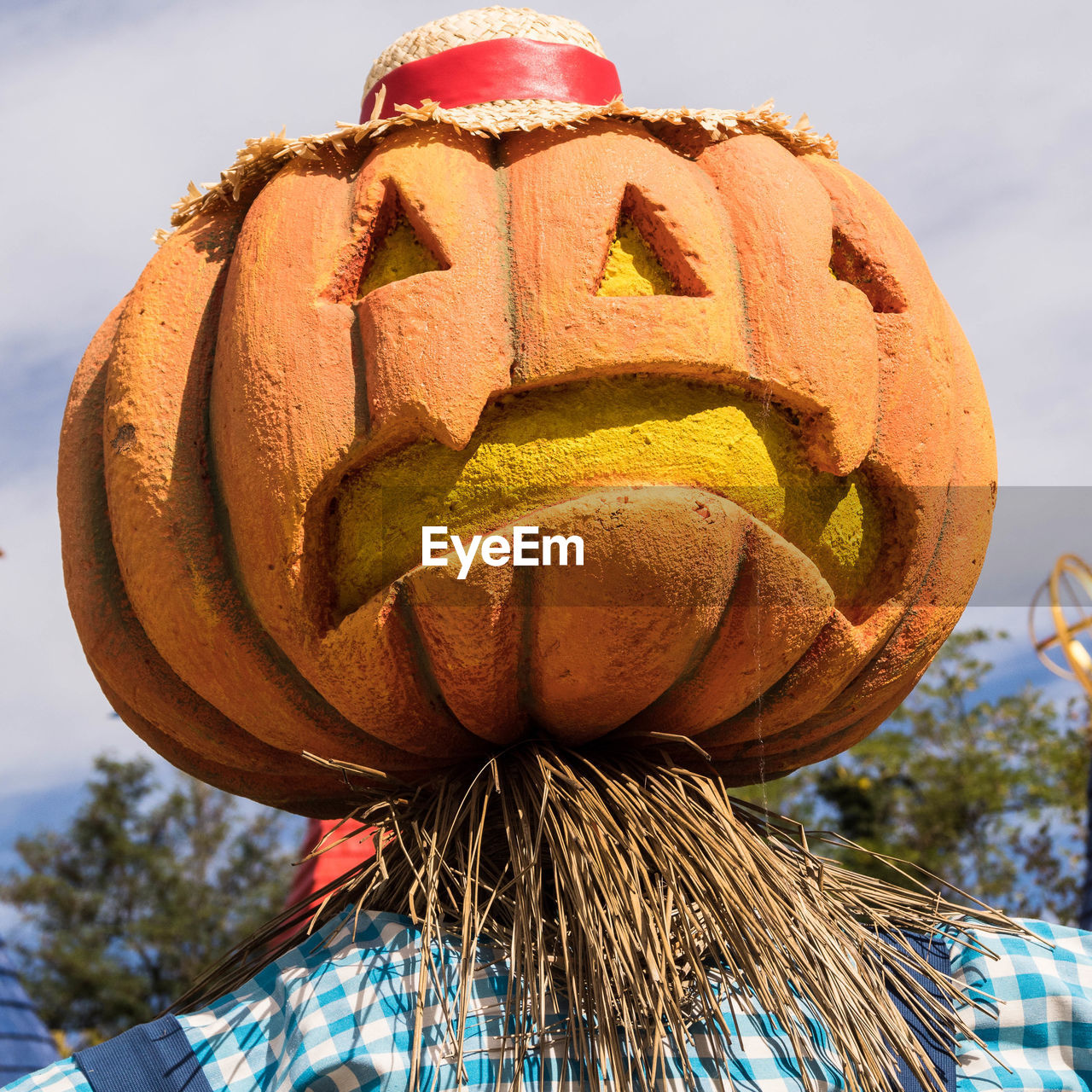 CLOSE-UP OF PUMPKINS AGAINST SKY