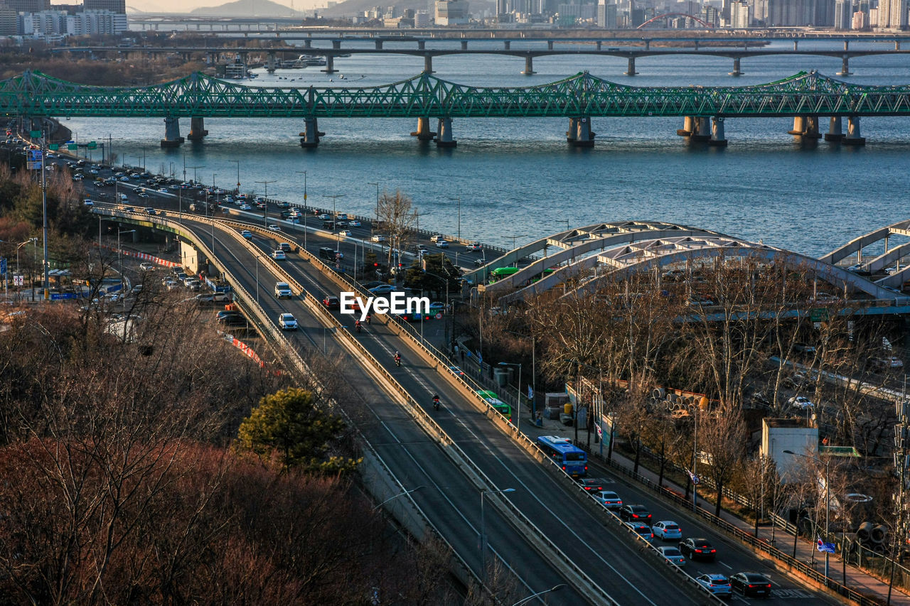 High angle view of bridge over river