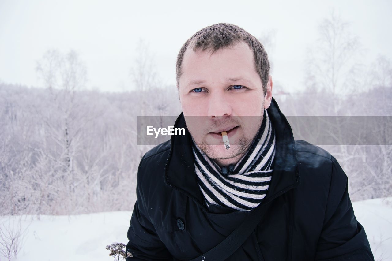 Portrait of man in winter