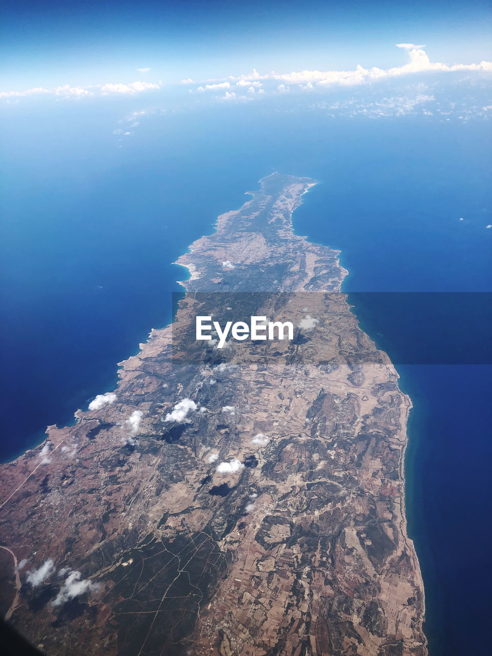 Aerial view of sea and rocks