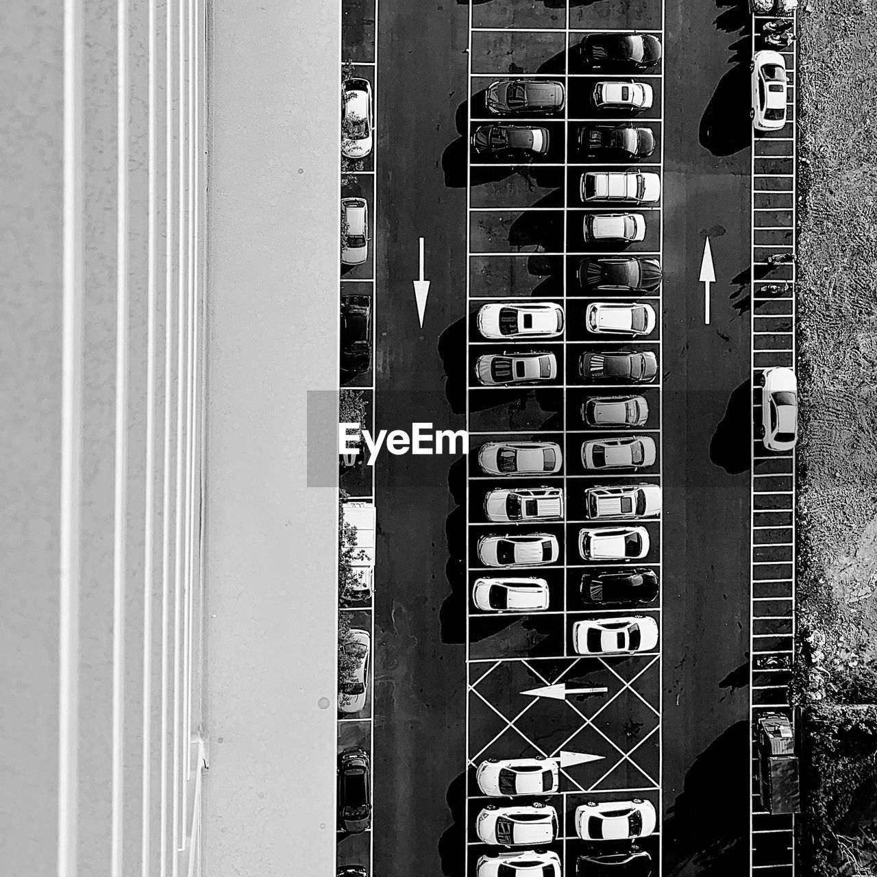 Directly above shot of cars at parking lot