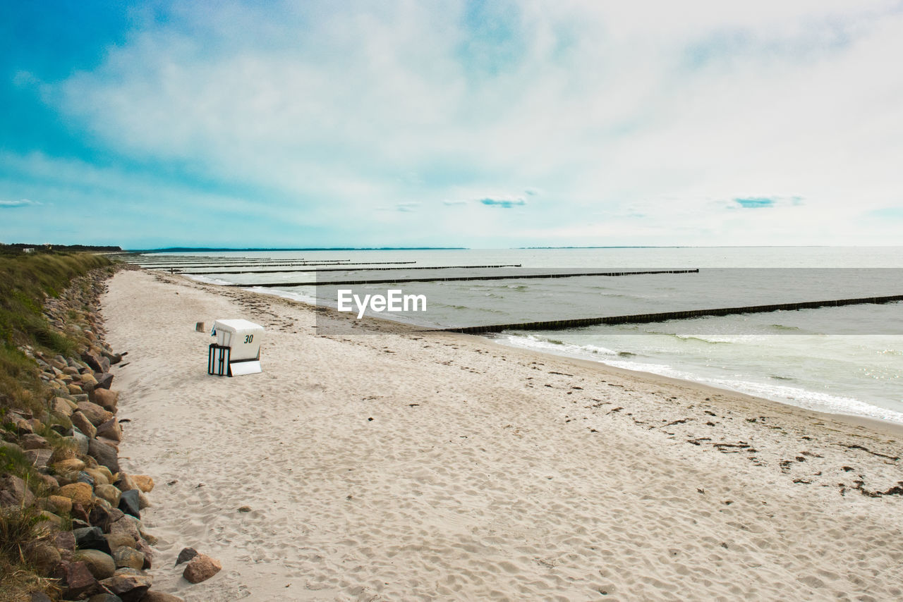 Scenic view of beach against sky