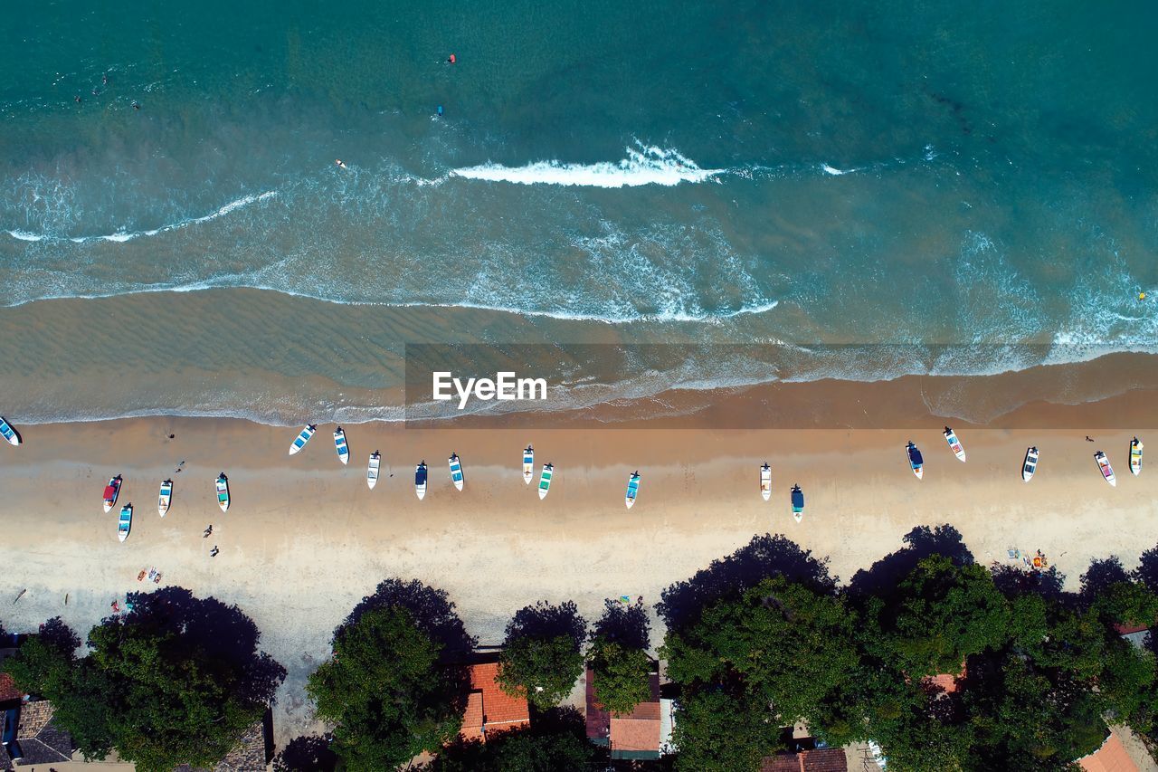 HIGH ANGLE VIEW OF PEOPLE ON SHORE