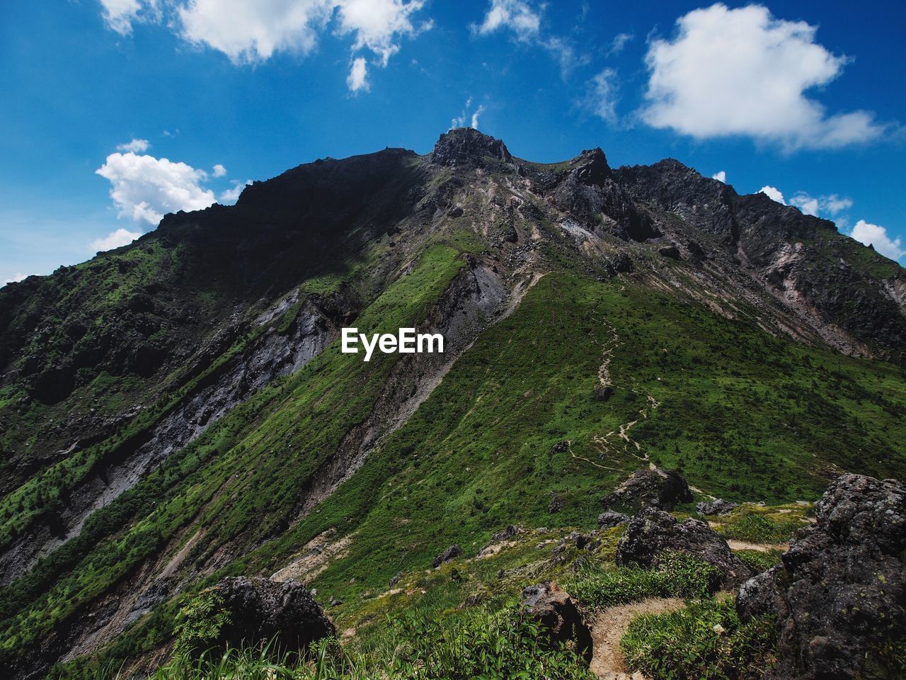 Low angle view of mountain against sky