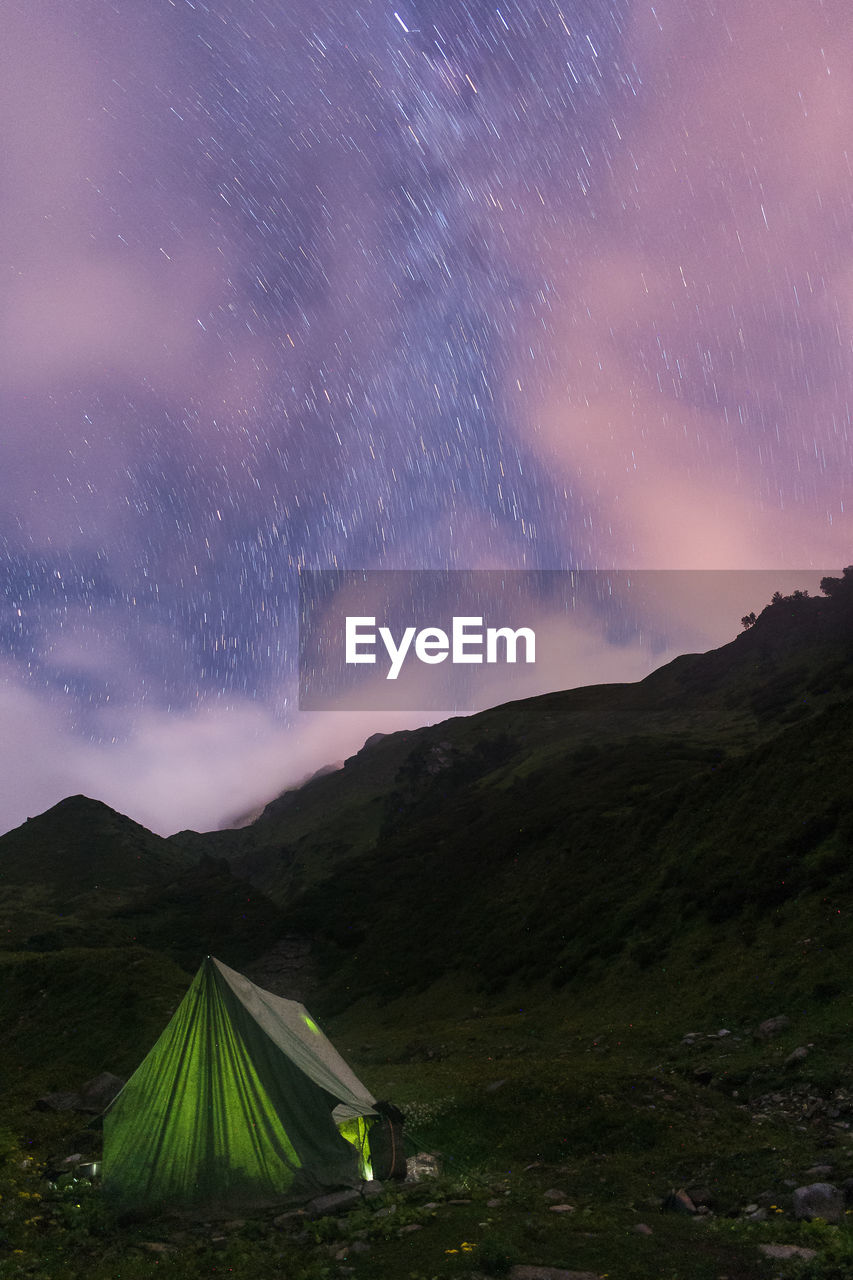 Camping under starry sky in manali