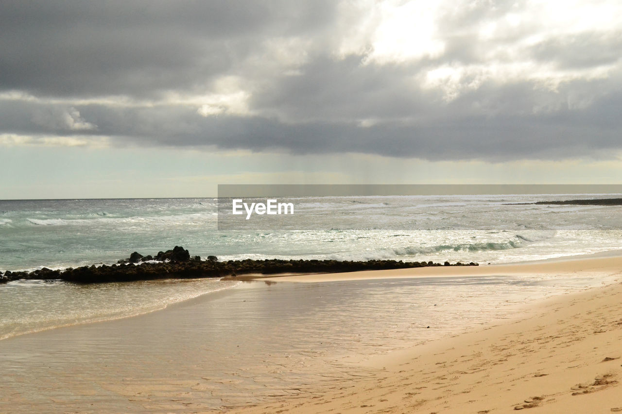 Scenic view of beach against sky