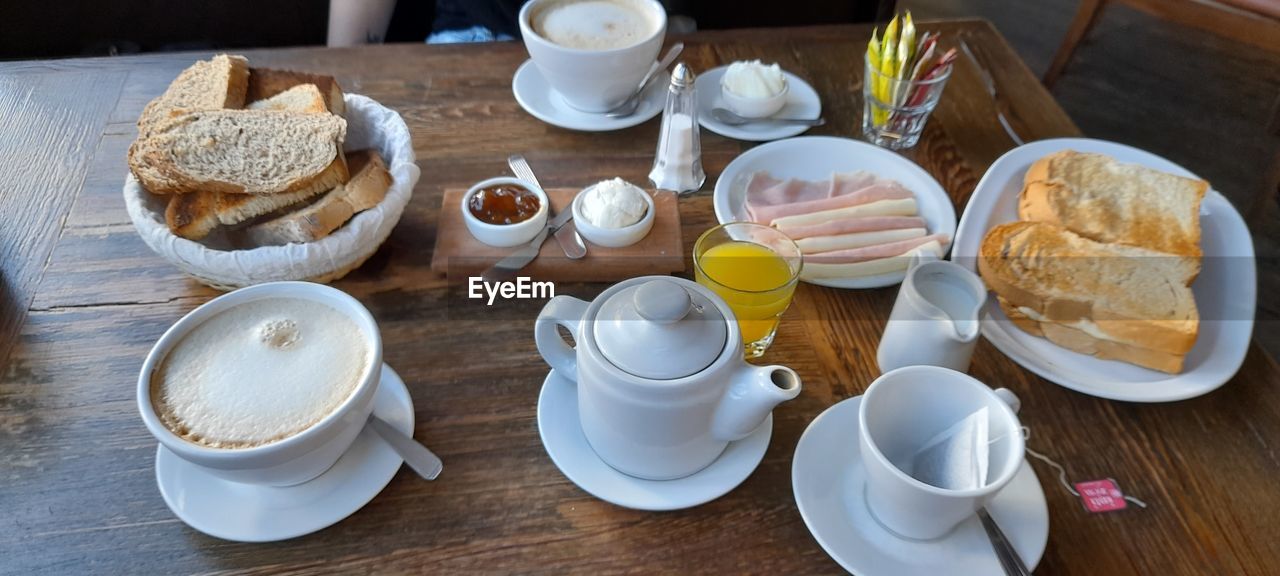 High angle view of food on table