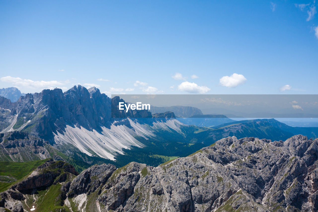 scenic view of mountains against blue sky