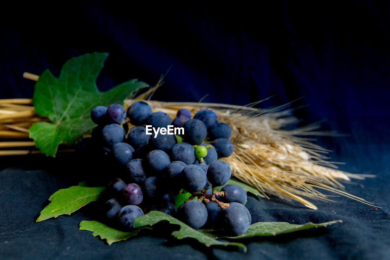 CLOSE-UP OF BLACKBERRIES ON TABLE