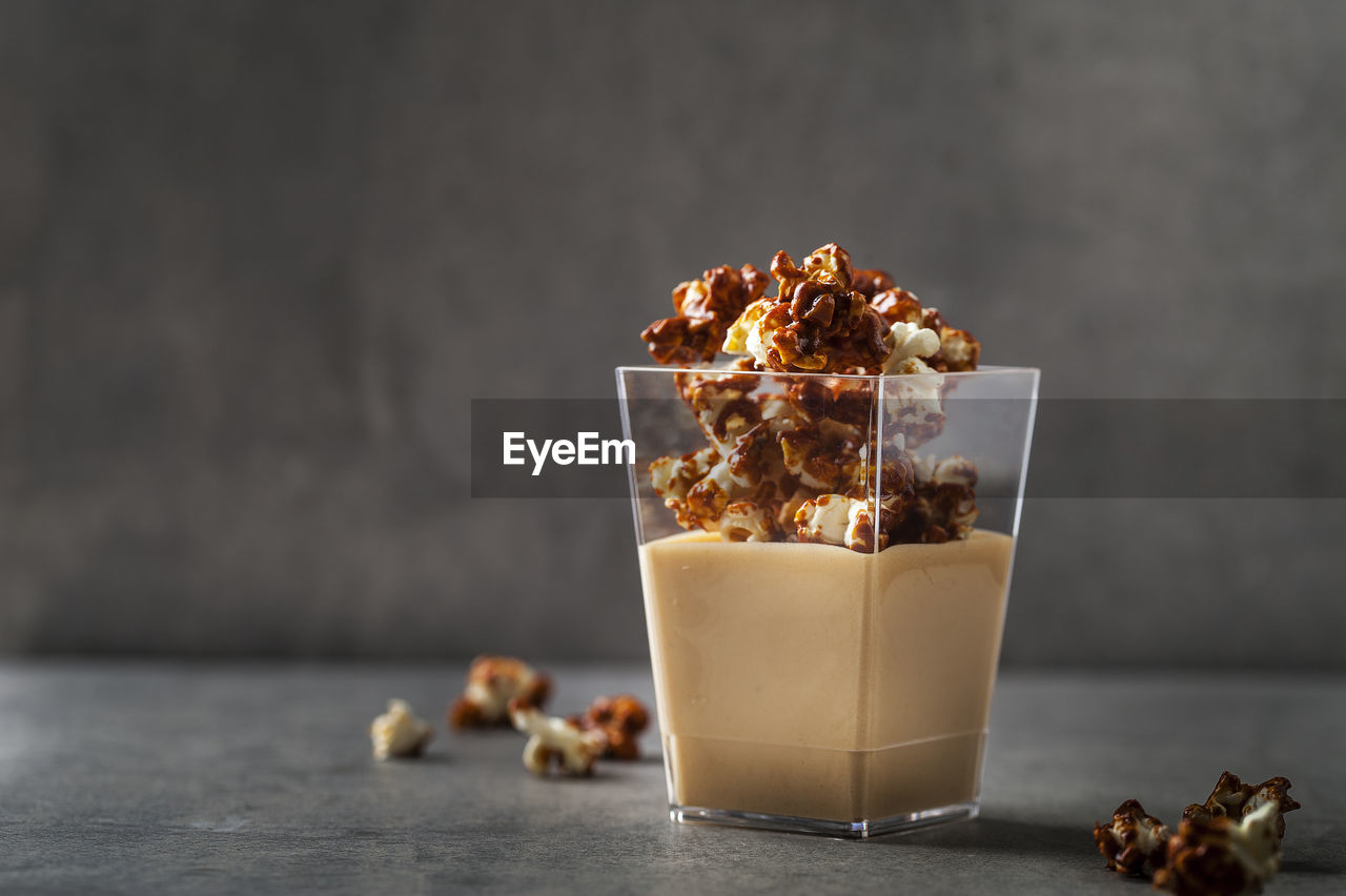 Dessert in container on table