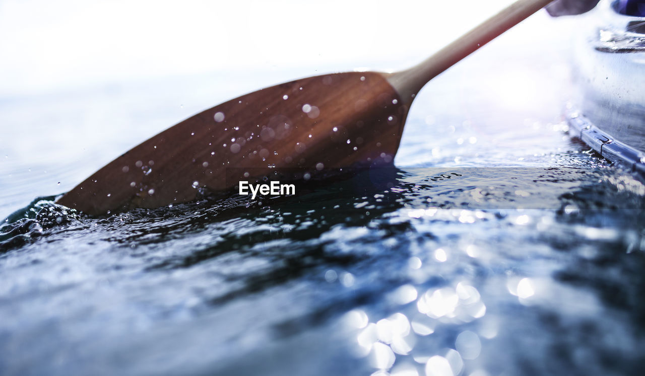 Kayak paddle in water