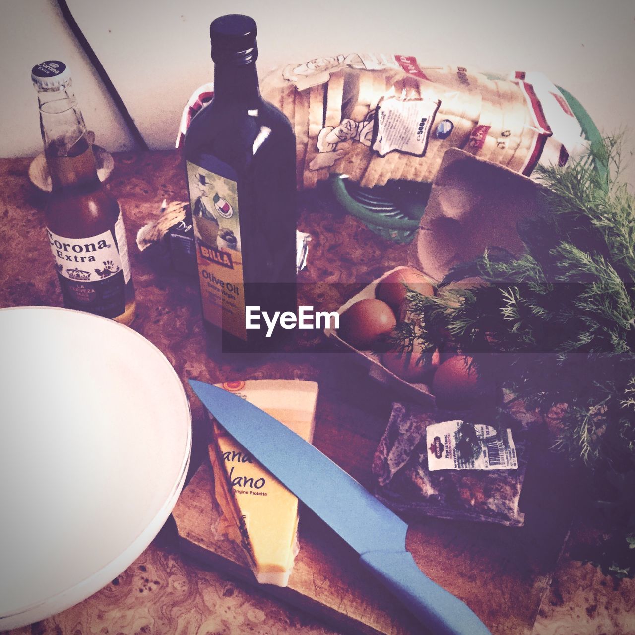 Bottles on table