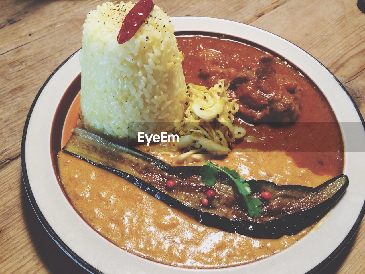 Close-up of food served on table