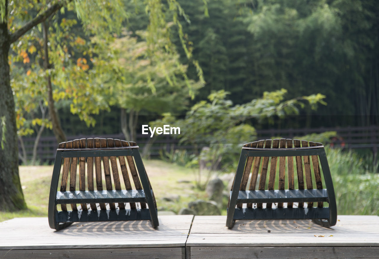 Deck chairs at park