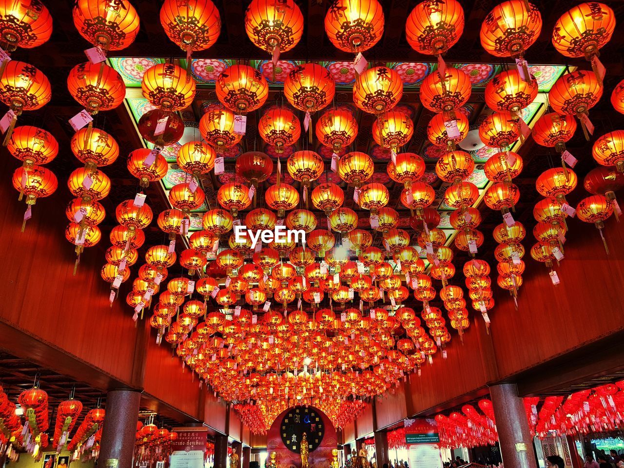 Low angle view of illuminated chinese lanterns