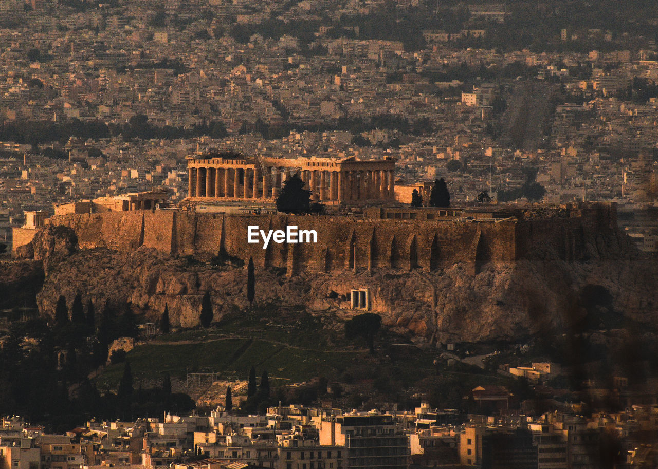 High angle view of acropolis of athens