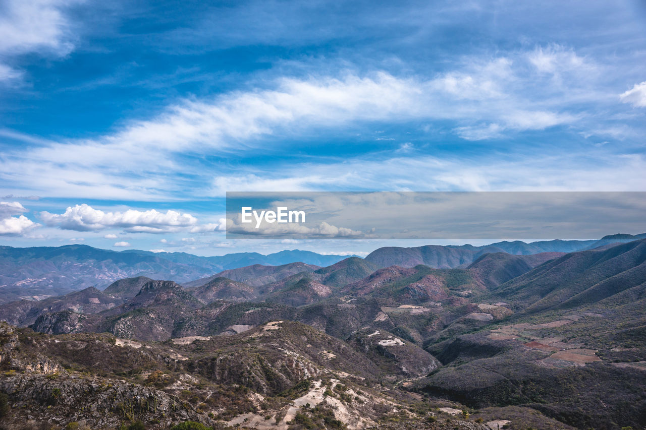 Scenic view on mountains against sky