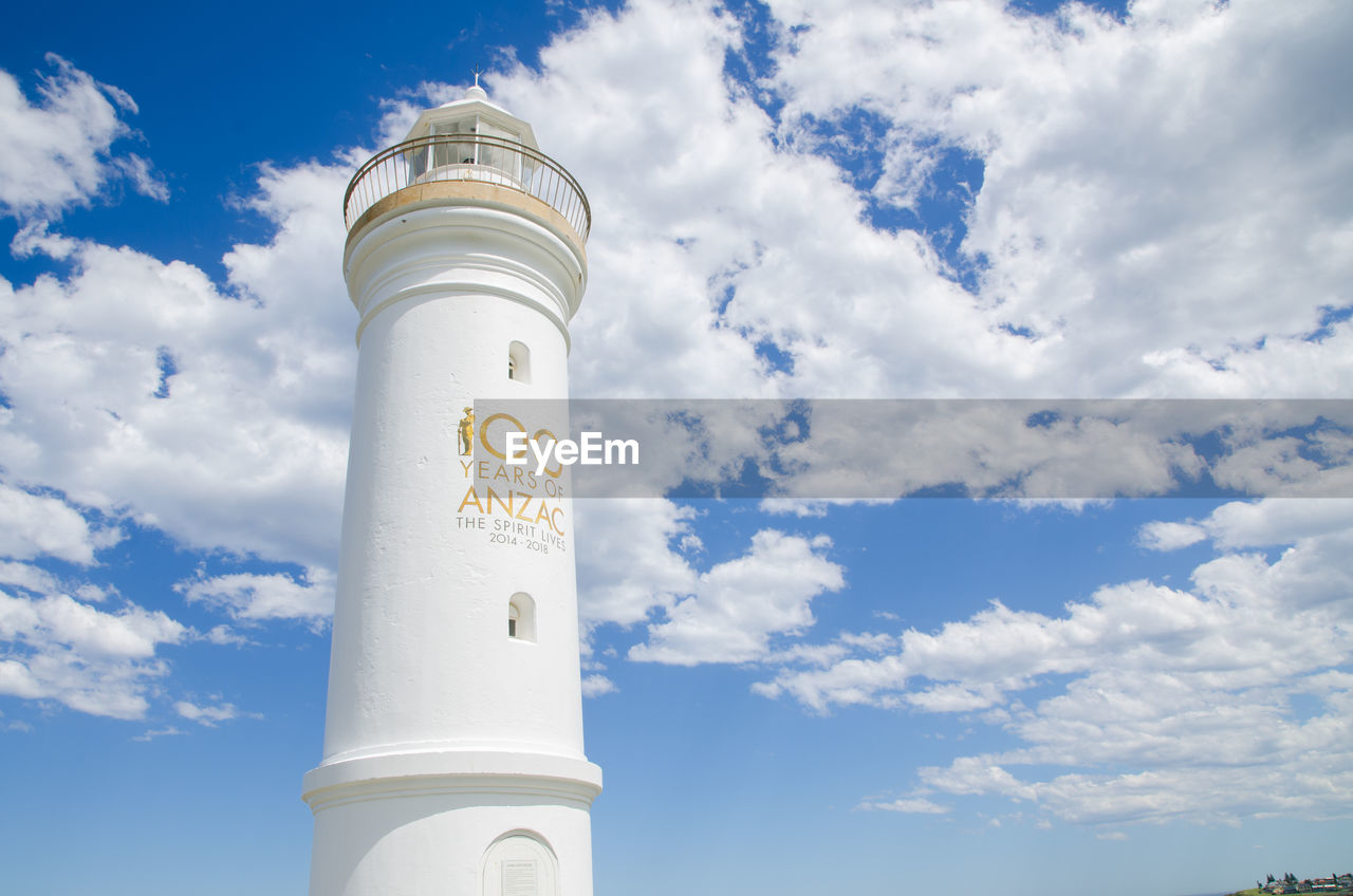 LOW ANGLE VIEW OF LIGHTHOUSE AGAINST SKY