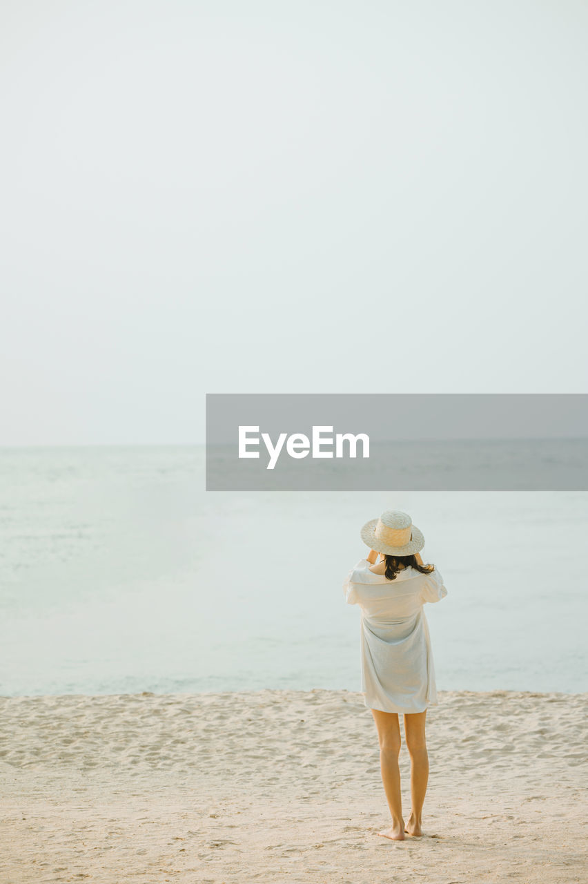 Rear view of man standing on beach