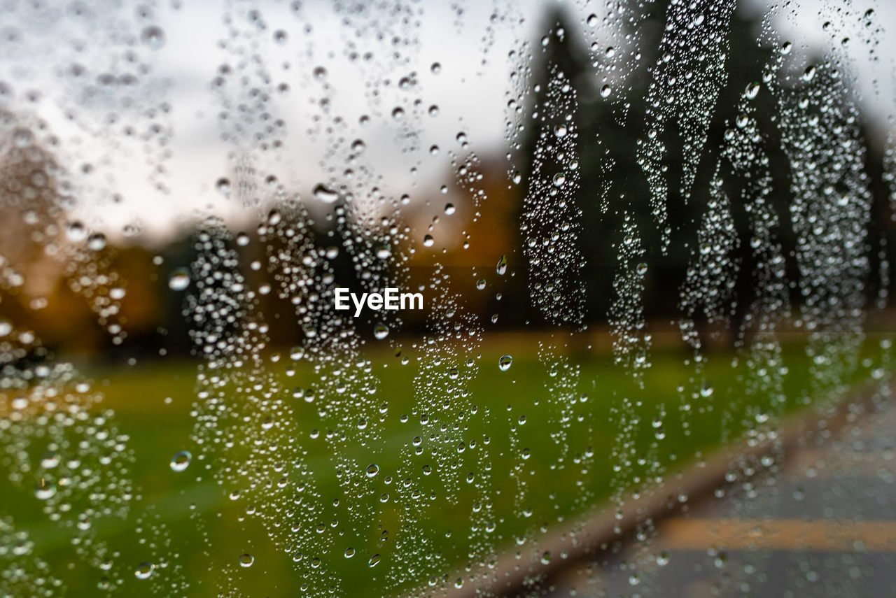 RAINDROPS ON GLASS WINDOW