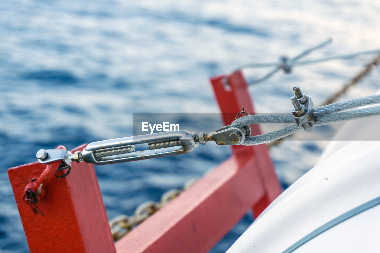 Close-up of rope on boat